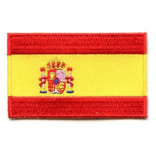 Embroidered Spain Flag Patches Clothing Tag Maker Custom Woven Clothing Labels Flat Broder & Iron On Back Accept Custom MOQ50pcs