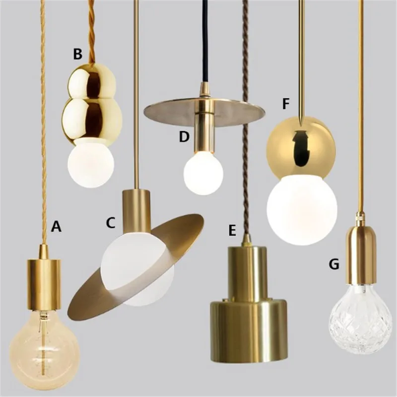 

LOFT creative brass pendant light E27 lamp fixture retro industrial style bar restaurant kitchen bar bedroom bedside lamp