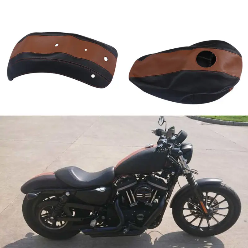 Motorcycle Fuel Gas Tank Leather Cover Fender Protector For Harley Sportster 883 1200 2009-2011