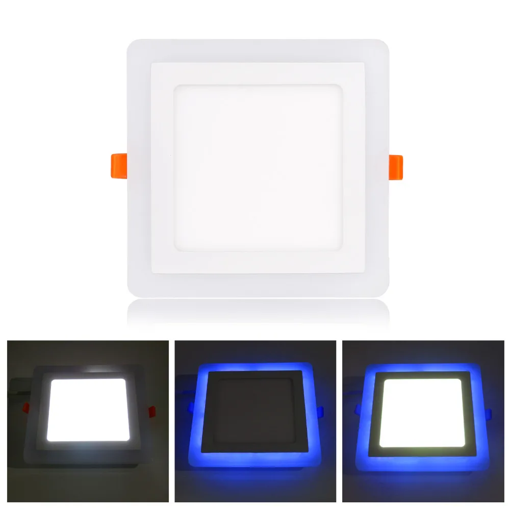 6W 9W 16W 24W led Ceiling Recessed panel Light Painel lamp home decoration round square Led Panel Downlight Blue+White 2 colors