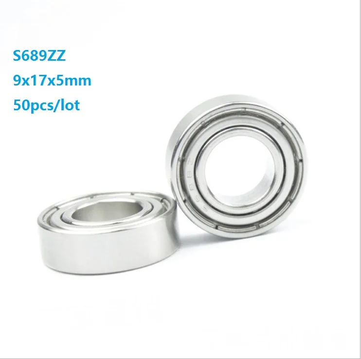 

50pcs/lot 9x17x5mm ABEC-5 S689ZZ S689 ZZ S689 Z 689ZZ bearing 9*17*5mm Double Cover Stainless Steel Deep Groove Ball Bearing