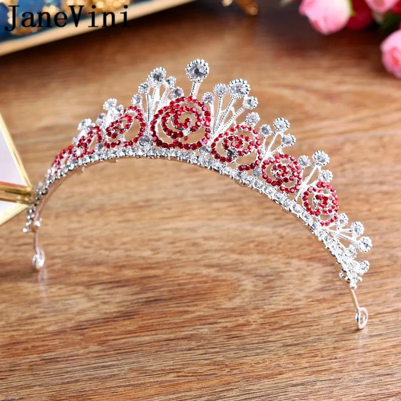 JaneVini Fashion Jewelry Crystal Bride Tiaras Rhinestones Wedding Crowns Metal Headband Bridal Party Hairbands Woman Accesoires