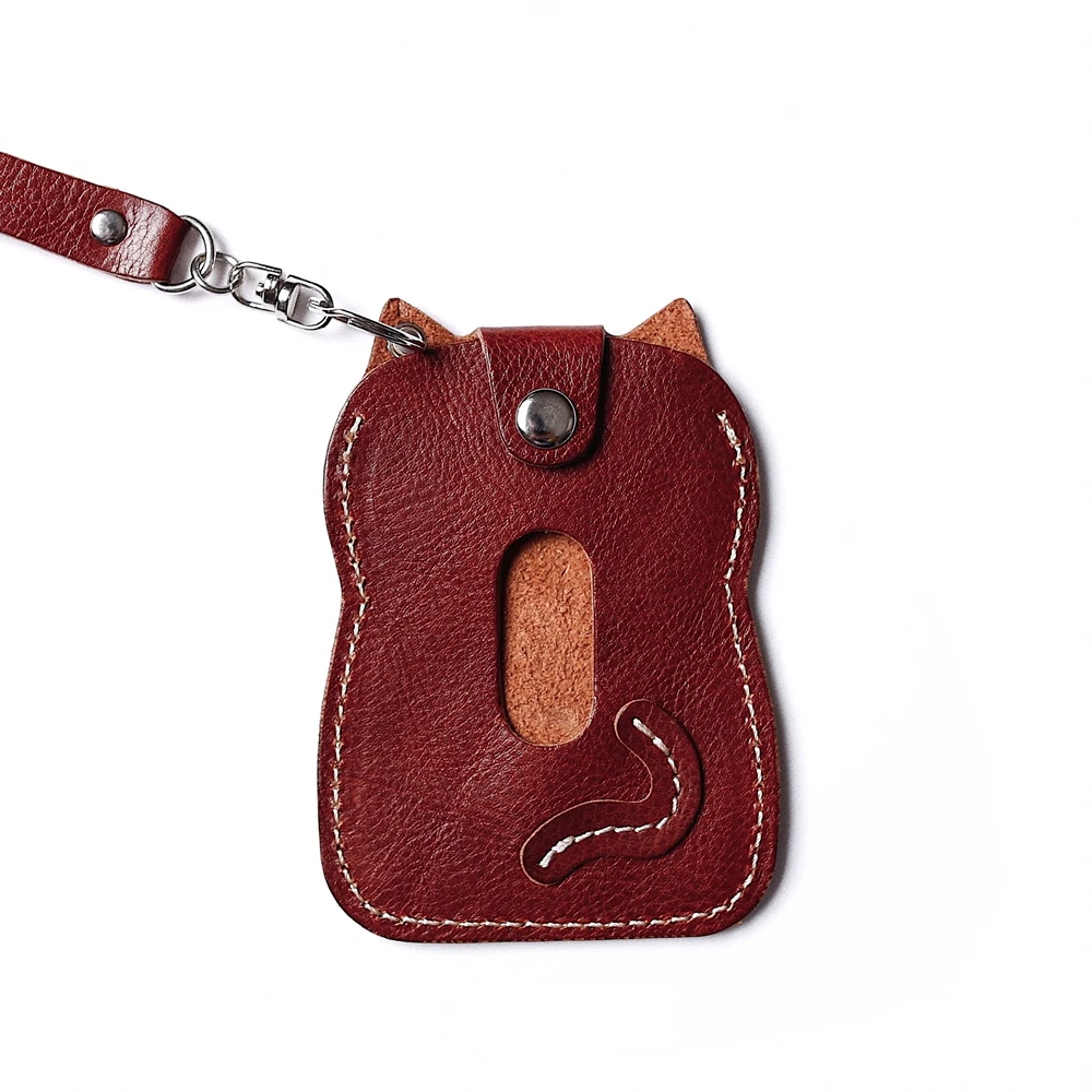 Gathersun Leather Credit Card Holder Cat Shape Card Sleeve for Bank Cards Cute Leather ID Card Case
