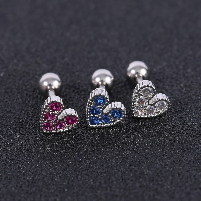1 piece Heart Shaped Mini Earrings for Women Medical  Stainless steel Prevent Allergy Stud Earrings Party Mini Jewelry