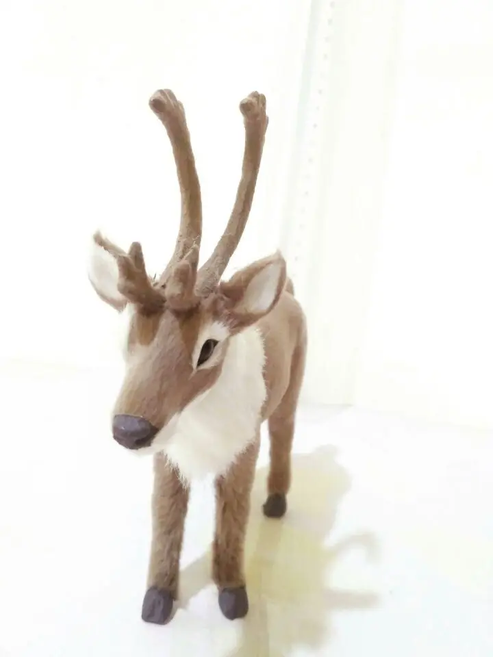 about 18x17cm gray deer plastic&furs christmas deer hard model toy,prop,home furnishing decoration gift w2905