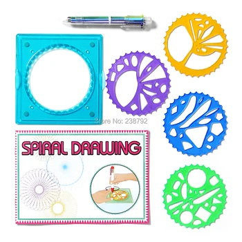 여행 Spirograph Playset 아티스트 드로잉 완구 다채로운 펜 및 5 액세서리 그리기 나선형 디자인 교육 완구 어린이를위한