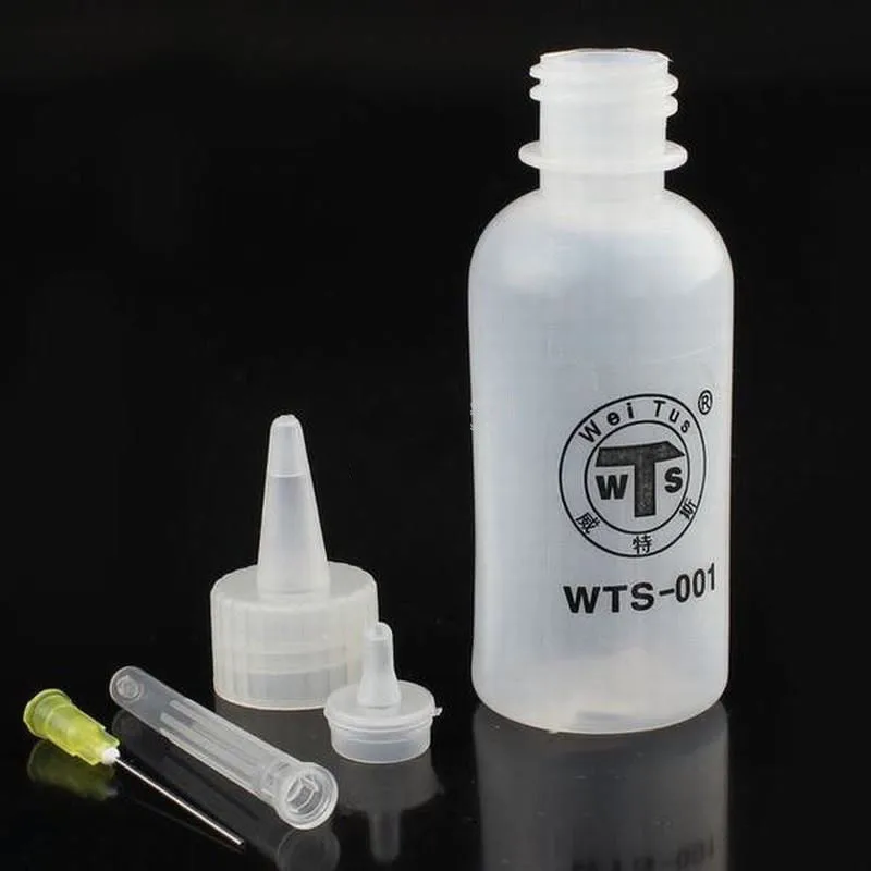 Jyrkior 2Pcs 50ml Needle Tip Soldering Cleaning Clear Liquid Flux Alcohol Oil Dispenser Plastic Hand Bottle Cleaner DIY Repair