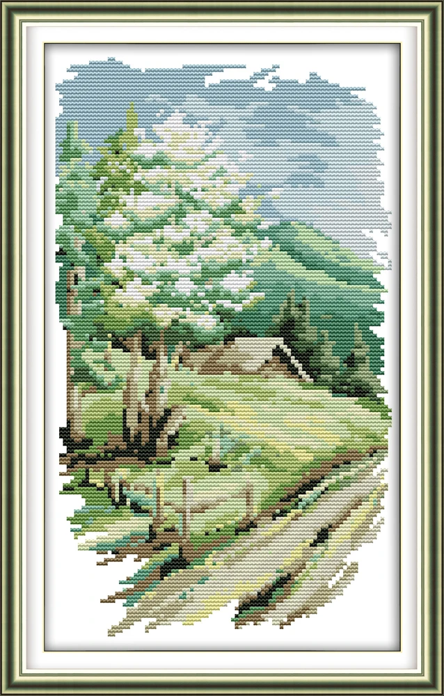 Joy Sunday Long version of the four seasons Cross stitch Embroidery kit Print Canvas Modern Wall Art Painting For Home Decor