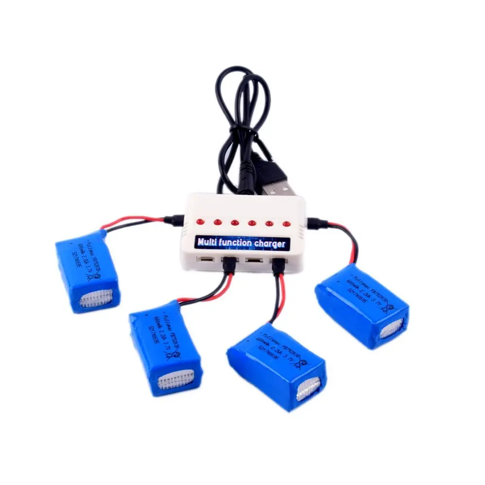 

4pcs 3.7V 600mAh Lipo Battery and 1 To 6 Charger for Syma X9 X9s Flying Car RC Quadcopter Drone Spare Parts