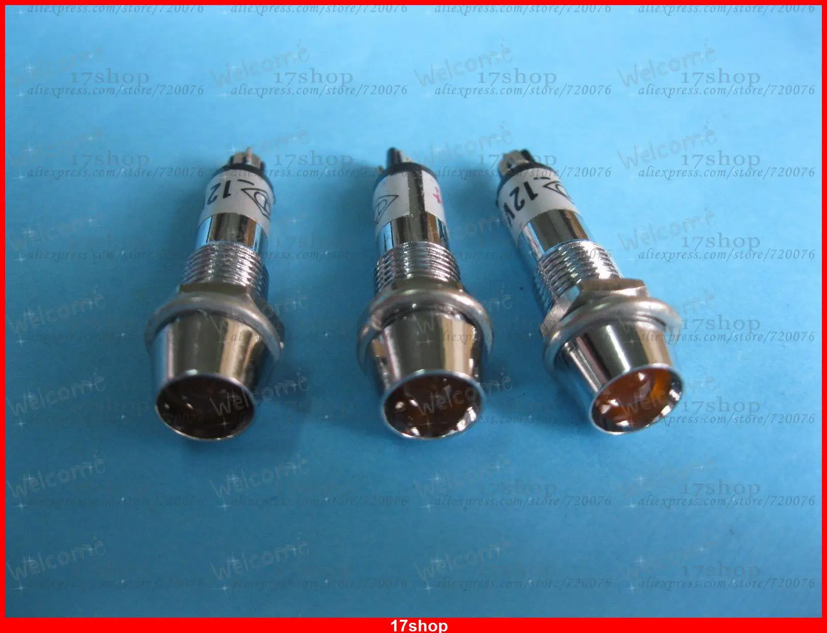 10 pcs LED Indicator DC 12V Yellow Color PED-7 8mm