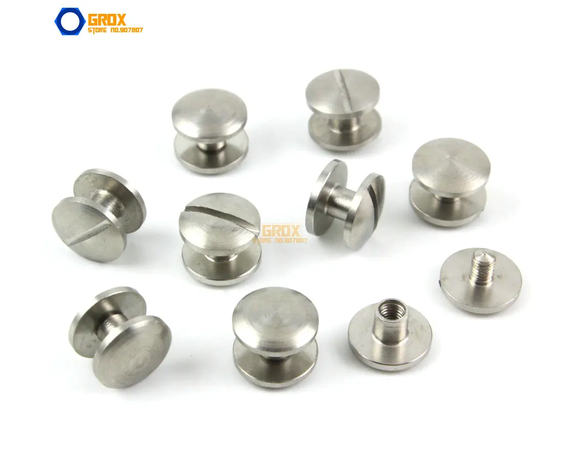 25 Set 10*4mm 304 Stainless Steel Rivet Chicago Screw for Leather Craft Cambered Head