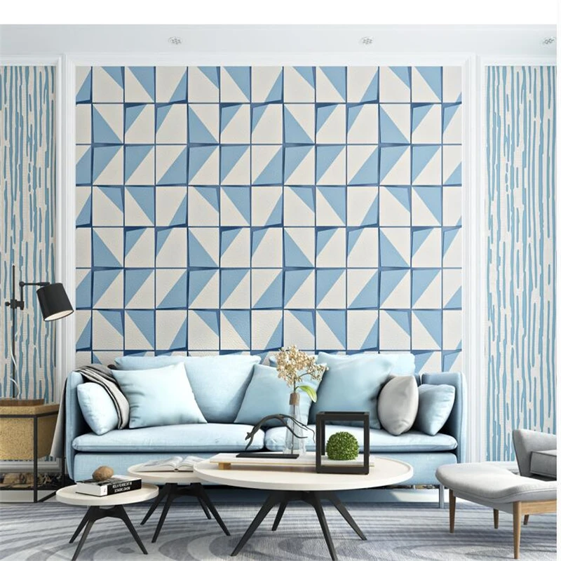 

beibehang Simple three-dimensional square lattice deer skin texture non-woven papel de parede living room background wallpaper