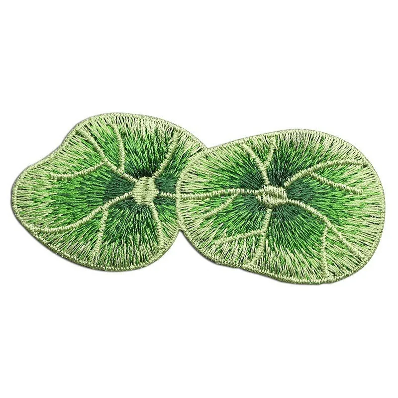 High Quality Green Lotus Leaves Patch Sew on Sticker for Clothing Decoration Embroidery DIY Floral Patches for Costume Clothes