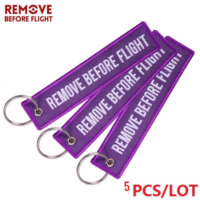 Remove Before Flight Key Chain Embroidery Keychain for Aviation Gifts Red Key Fob Motorcycle Car Key Ring Chaveiro 5PCS/LOT