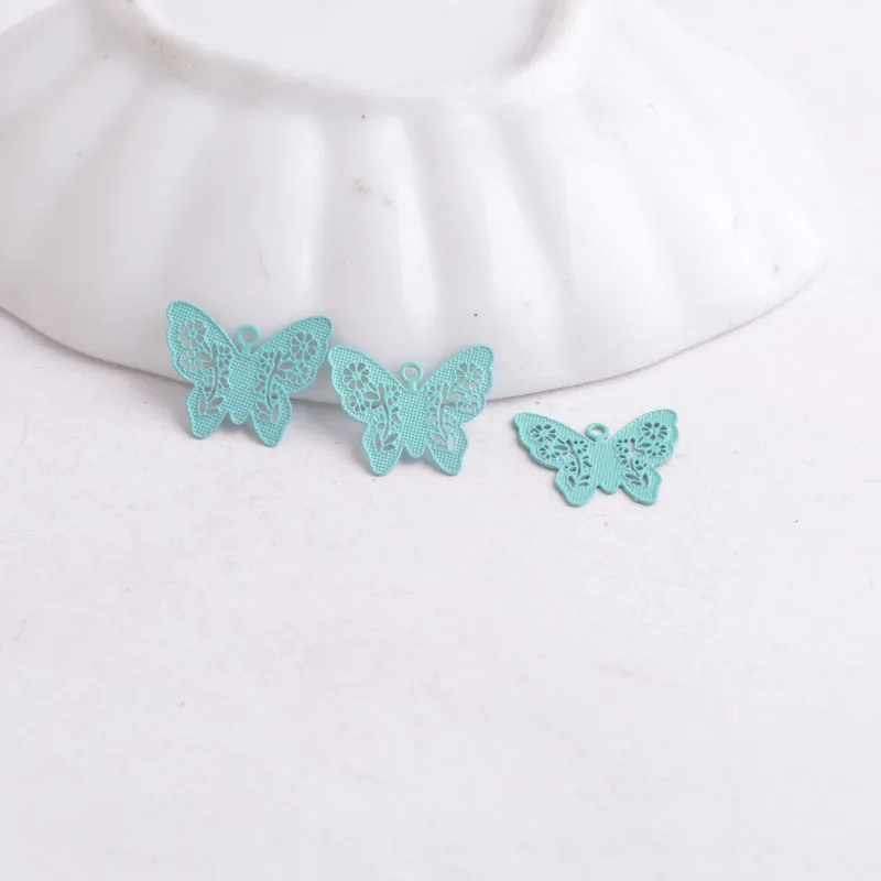 100 Stück AC2861 12mm*14mm Schmetterlings-Anhänger, bemalte Tier- und Schmetterlings-Charms – Detail 3