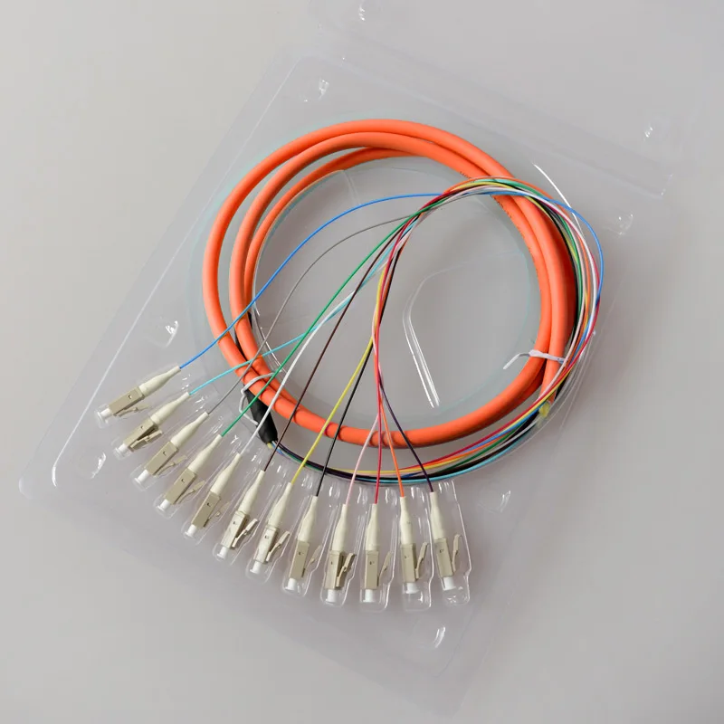 

12 core Fiber Optic Bundle Pigtail LC multimode fiber optical patch cord MM OM1 62.5/125, 1.5 Meters factory Minor customization