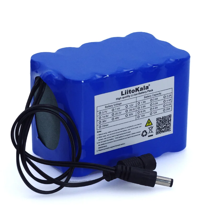 Liitokala 12 в 10 Ач 18650 литий-ионный аккумулятор 12,6 в 10000 мАч с печатной платой BMS DC 5,5*2,1 мм + зарядное устройство 1A