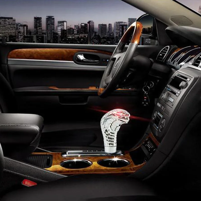 Универсальное автомобильное руководство ручка переключения передач Ручка LED глаза Хром Кобра Змея крутой рычаг переключения передач TD326