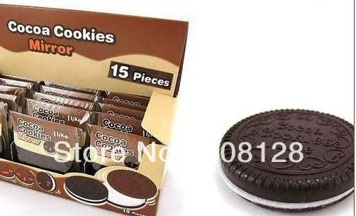 100pcs Compact Mirror Cute Chocolate Cookies Portable Makeup Mirror Comb -DHL free shiping