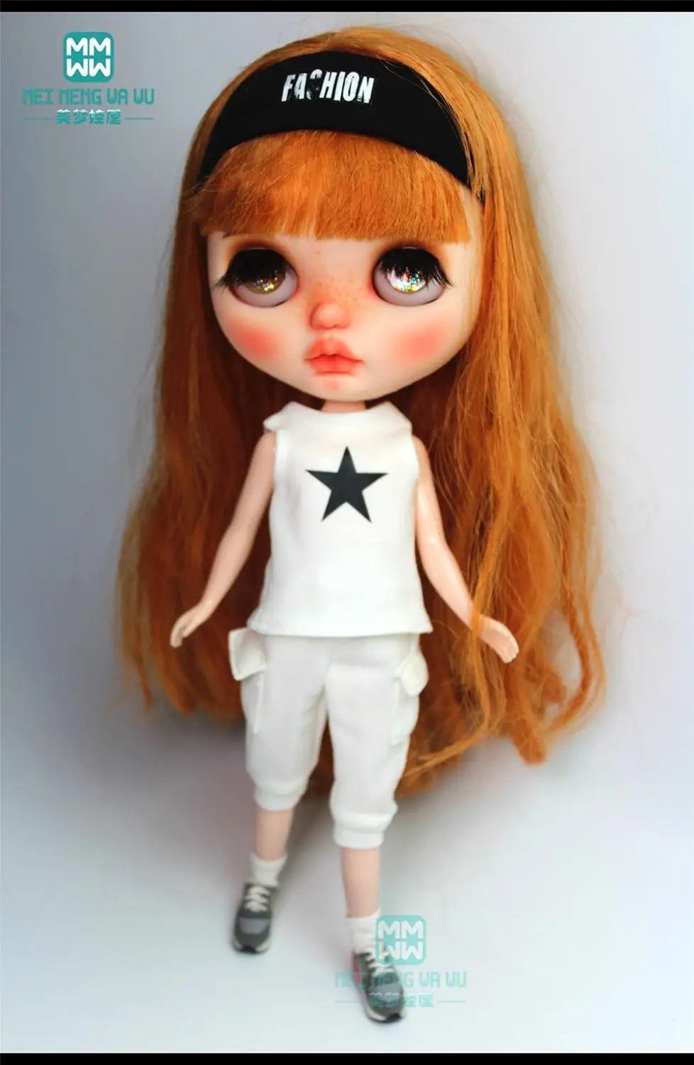 1PCS Blyth Doll Clothes Casual five-star vest, patch pants for Blyth , Azone, obitsu, FR 1/6 doll