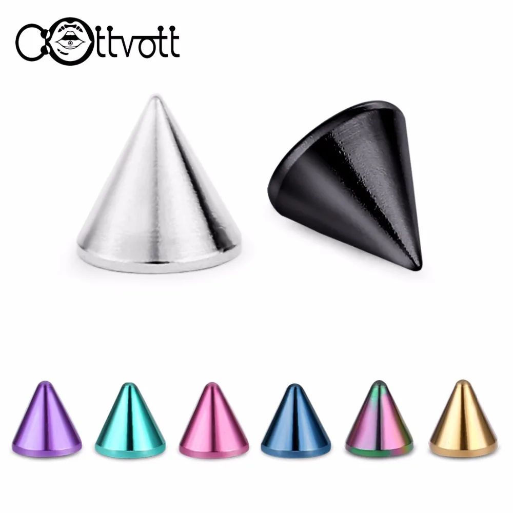 8pcs/lot  Steel 16G Cone Head Balls Replacement  for Eyebrow Tragus Studs Piercings Barbell Titanium Plating Body Jewelry