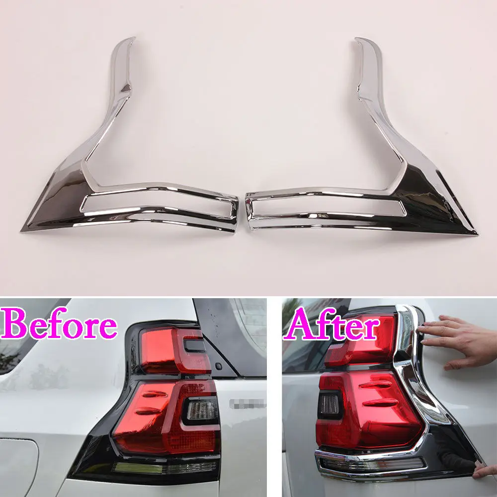 

2pcs/set Car Chrome ABS Rear Tail Fog Light Cover Trim Frame Decal Fit For Toyota Land Cruiser Prado 2018 Car Styling Accessory