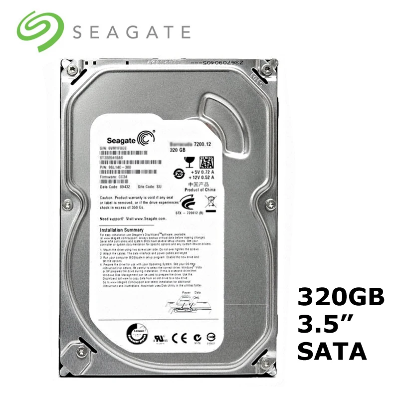 Seagate 3.5'' 320GB SATA 6Gb/s 7200RPM Internal hdd Mechanical Hard Disk 16MB Buffer For Desktop PC Computer disco duro interno