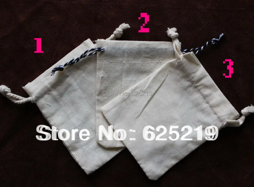 cotton fabric (50pcs/lot) 8*10cm/3*4 inch organic natural promotional drawstring cotton bag