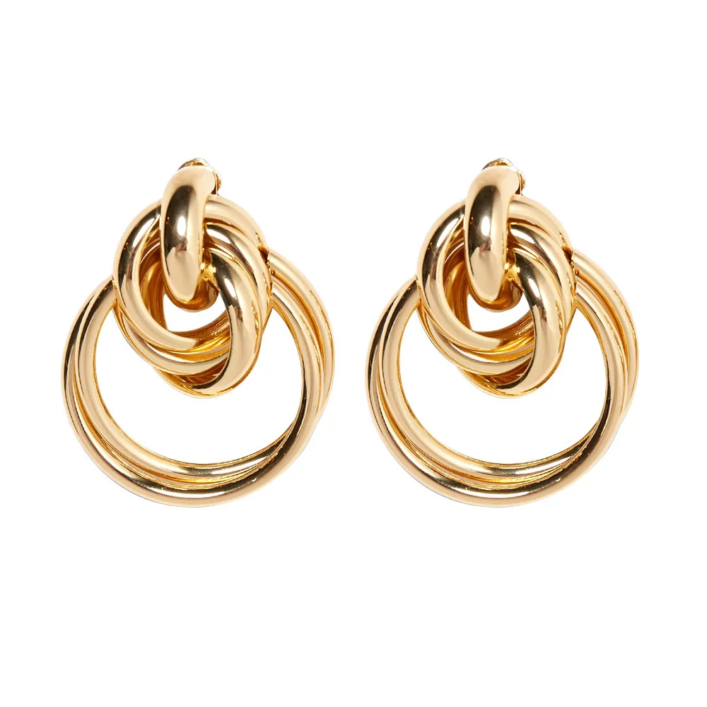 KMVEXO Modern Women Earrings 2019 Round Metal Braided Earrings Simple Style Circle Charm Earrings For Women Indian Jewelry Gift