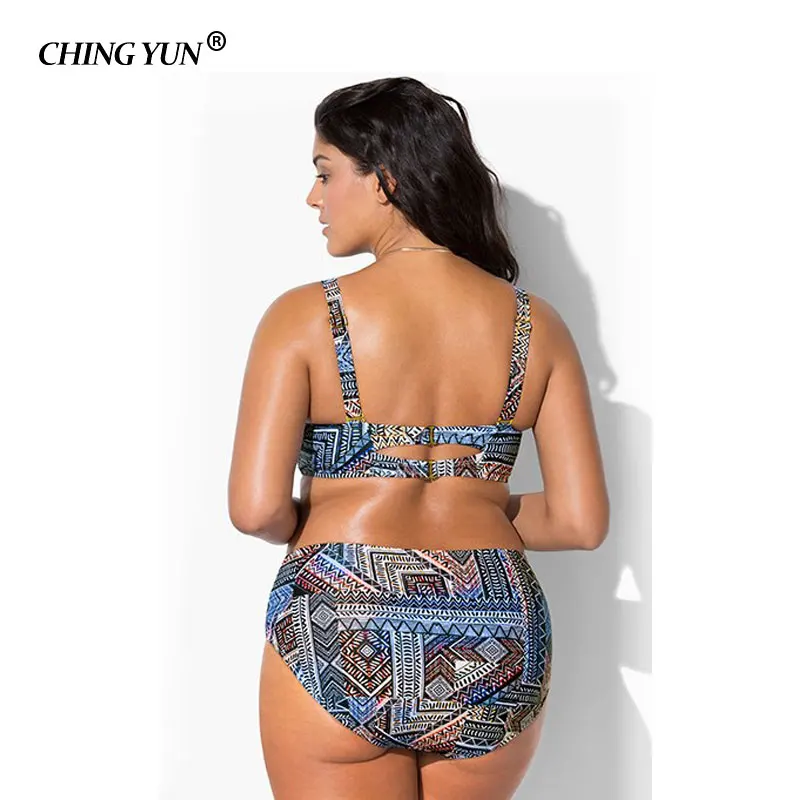 CHINGYUN Plus rozmiar push up bikini wysokiej talii w stylu vintage drukuj strój kąpielowy duży rozmiar stroje kąpielowe bikini zestaw retro drukuj