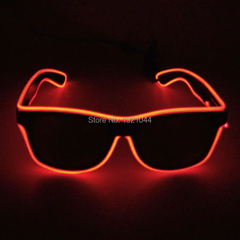 

EL Wire Glowing Sunglasses with Dark Lens, DC-3V Steady on Driver, Wire Rope Cable for Party Supplies, Cheap Wholesale, 100Pcs