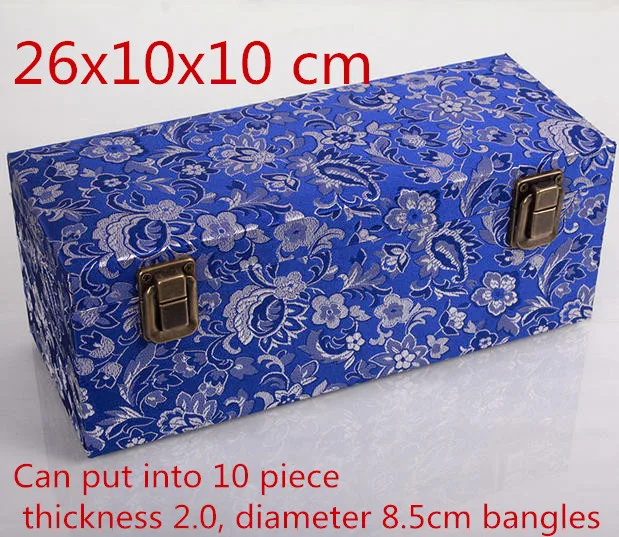 

10 Grid Slot Luxury Chinese Wooden Bangle Storage Box Silk Brocade Decorative Jewelry Display Packaging Case 26x10x10cm