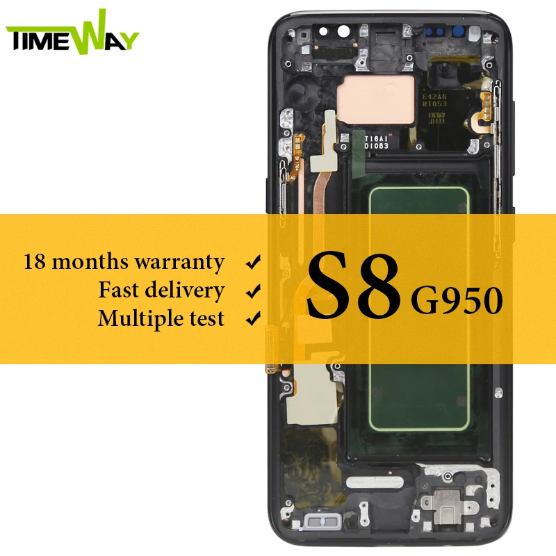 

For Samsung S8 LCD Dispaly Super AMOLED With Frame With Touch Screen Assembly For Samsung G950 G950F LCD Screen 100% Tested