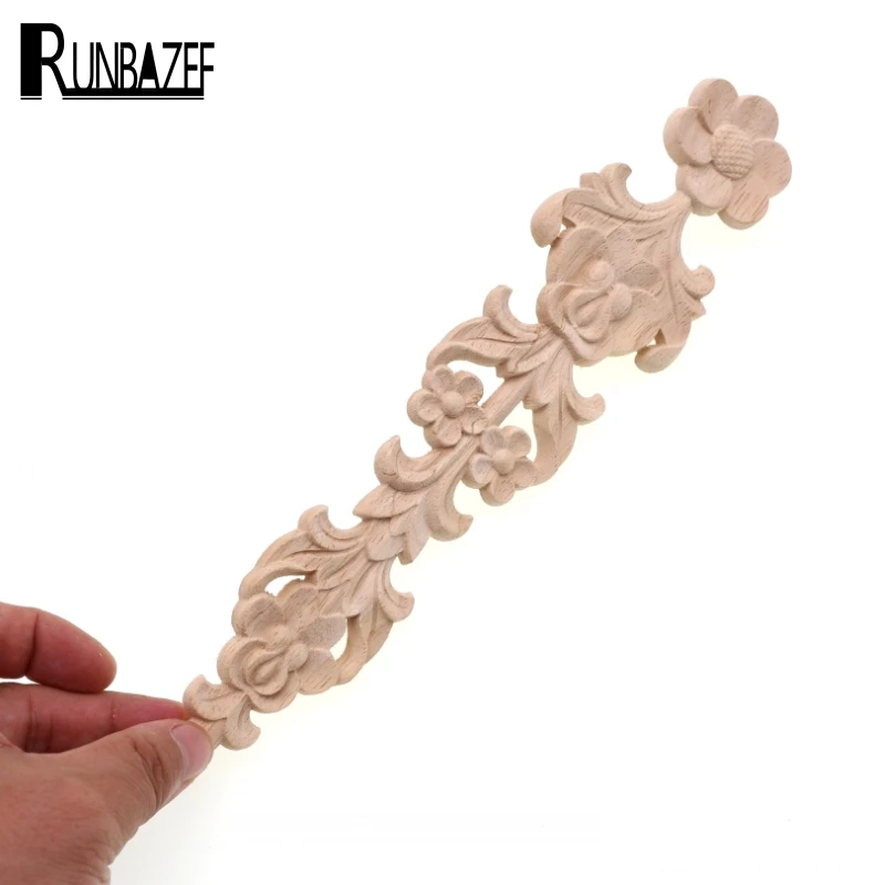 RUNBAZEF European Carved Carving Wood Applique Long Vertical Door Flower Mini Crossbow Ornaments Miniature Snow Globe Wooden