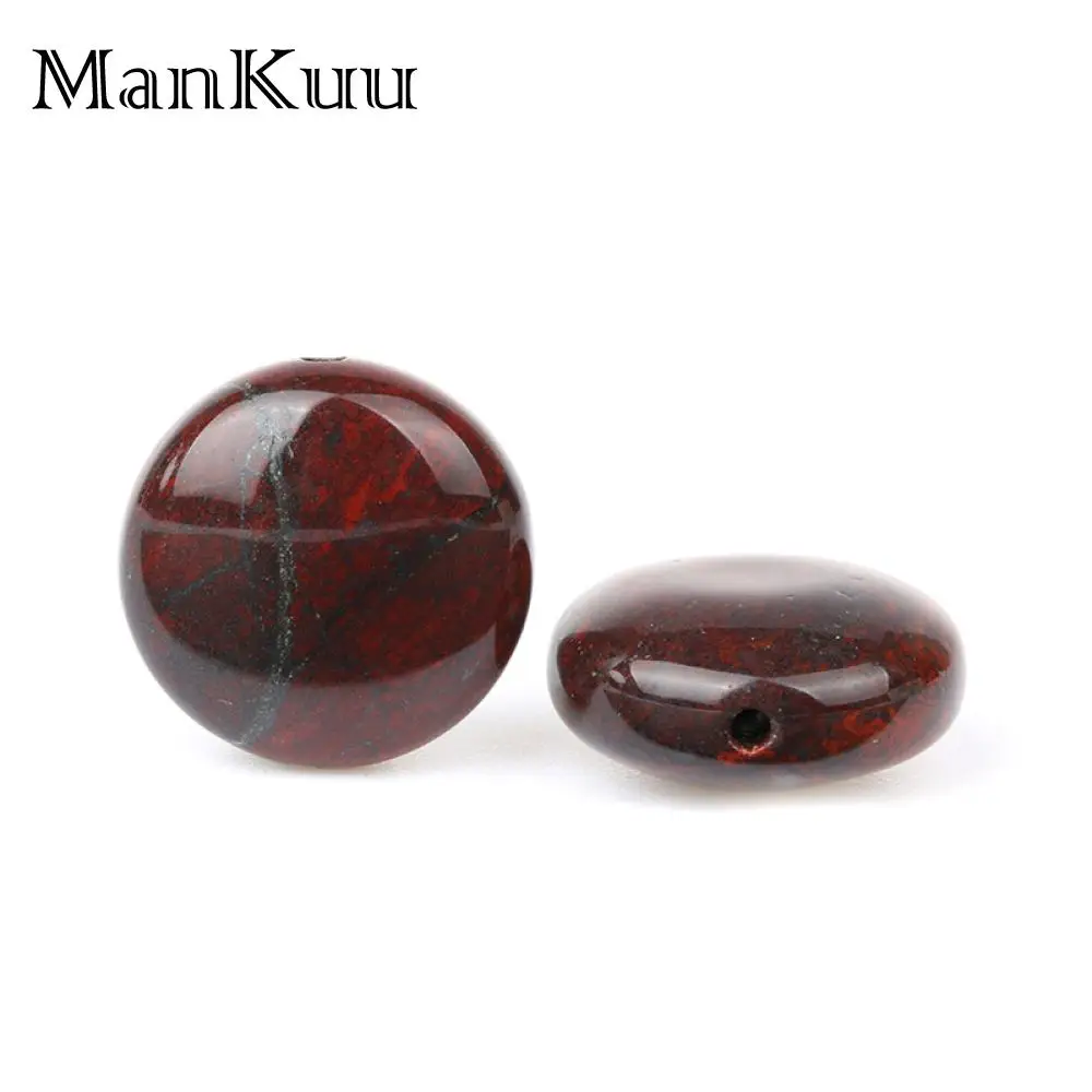 

Mankuu 14mm Flat Round Red Stone Smooth Dark Red Pattern Natural Stone Beads For Jewelry Making Wholesale Gem Stone 20pcs/Lot