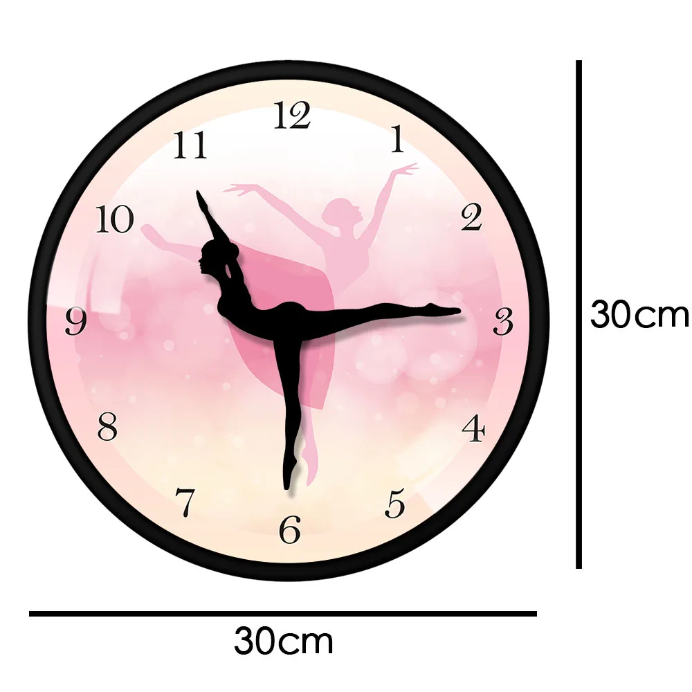 Pink Ballerina Wall Clock With Dancing Needle Arrows Ballet Dance Metal Clock Dancing Studio Room Wall Decor Gift For Dancers