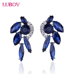 LUBOV Sparkling Rhinestone Stud Earrings Acrylic Crystal Stone Women Piercing Earrings Trendy Wedding Jewelry Christmas Gift