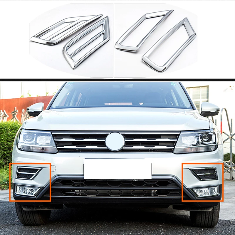 ZD Car Front Fog Light Cover Day Running head Light Frame Trim For Volkswagen Tiguan MK2 2016 VW Tiguan 2017 Accessories