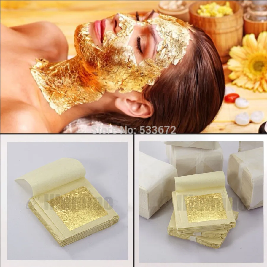 100 sheets 4.33*4.33cm Gold Foil Mask Sheet Spa 24K Gold Face Mask  Beauty Salon Equipment Anti-Wrinkle Lift Face  Beauty Care