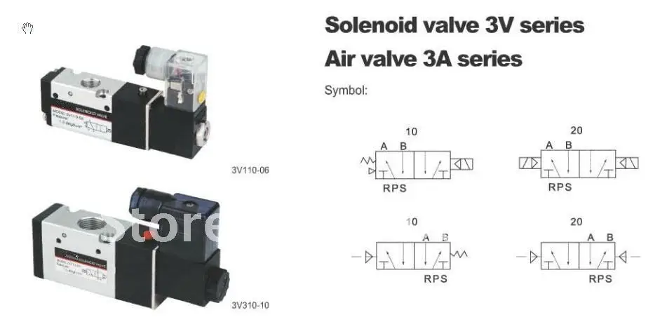 

3V110-06 AC110V 3Port 2Position 1/8" BSP Single Solenoid Pneumatic Air Valve