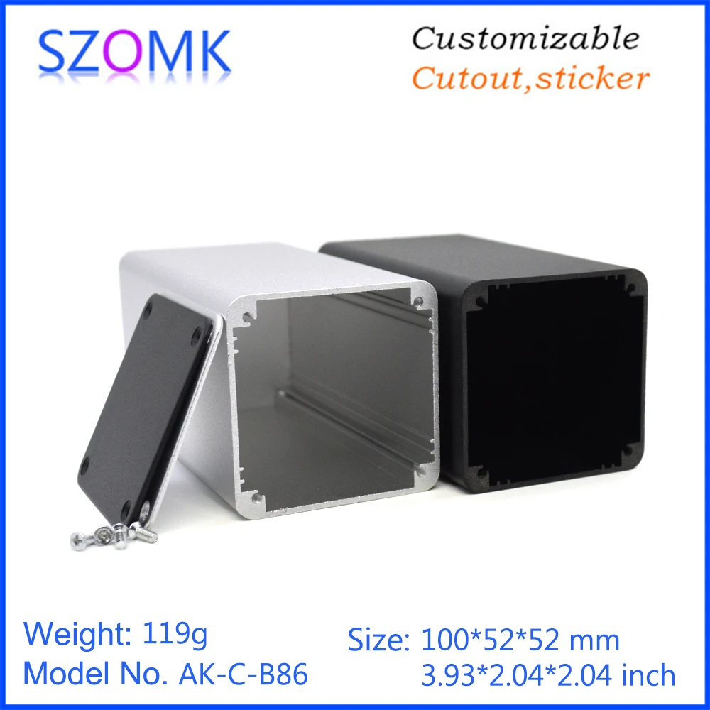 1Piece 52*52*100mm szomk aluminum extruded amplifier enclosure standard audio aluminum box case junction box