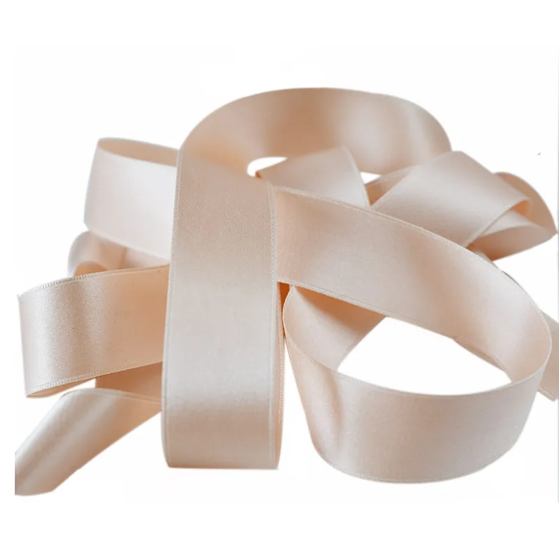 215 Peach Parfait 100% Real Pure Double Faced Satin Silk Ribbons for Embroidery Handcraft Gift Packing  4/7/13/25mm Width