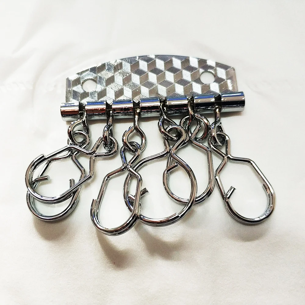 quality silver color knurling fashion key ring buckle 6 ring leather craft hardware 20pcs/lot with rivet