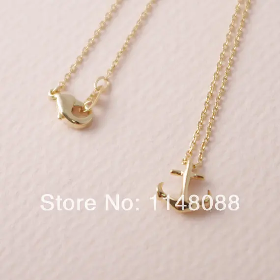 Fashion hotting sale gold plating cute elaborate Tiny Anchor Necklace jewelry for crew gifts