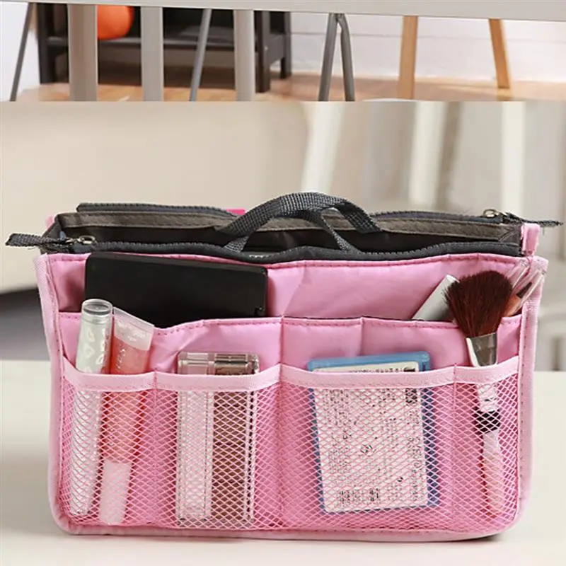 Organizer Insert Bag Women Nylon Travel Insert Organizer Handbag Purse Large liner Lady Makeup Cosmetic Bag Cheap Female Tote