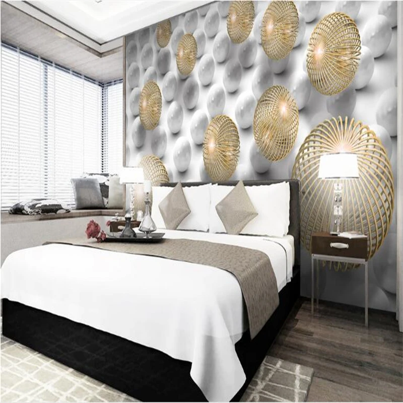 beibehang Custom large fresco 3d solid metal sphere sphere expansion space modern minimalist background wall non-woven wallpaper