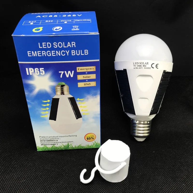 YIYANG Rechargeable LED Bulb E27 LED Solar Lamp 7W 12W 85V-265V 2 in 1 Outdoor Emergency Solar Bulb Camping Hiking Fishing Light