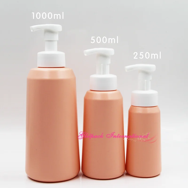 750ml all black  PET refillable bottles plastic black cosmetic bottle for foaming hand wash white foam dispenser pump nude 26oz