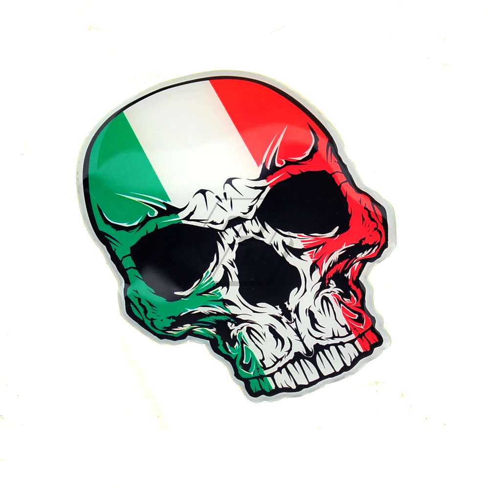 

3D Motorcycle Skull Tank Stickers Italy Flag Helmet Decals Case for Aprilia Ducati Yamaha AVG K1 K3 K4 K5 Vespa Decals