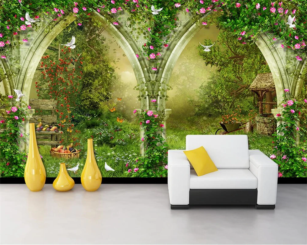 Custom wallpaper home decoration mural fantasy rural arch country road 3D TV sofa background wall murals 3d wallpaper